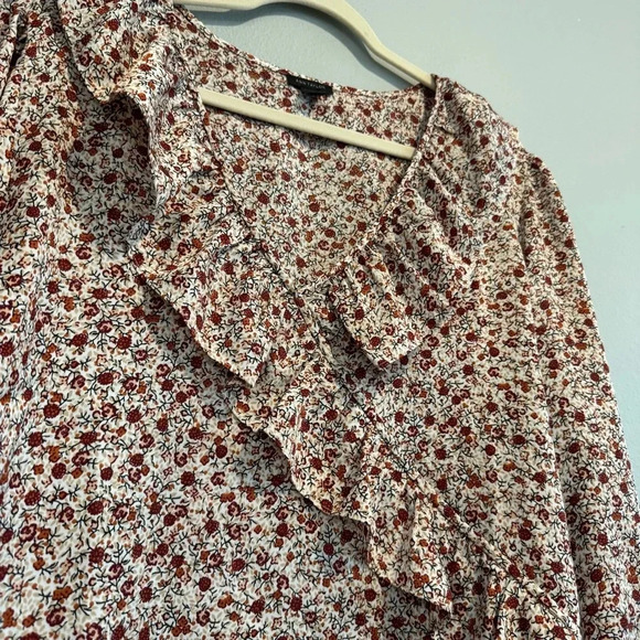 Ann Taylor Floral Ruffle Blouse Office Work Career Casual XXL - Picture 4 of 7